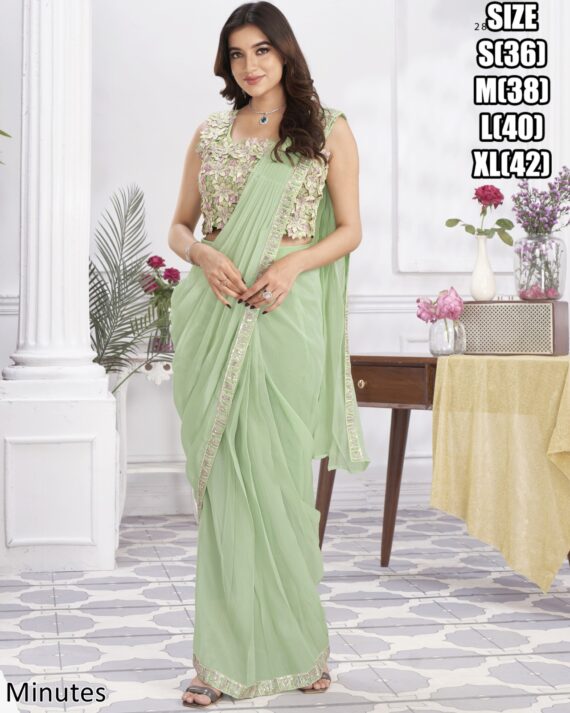 Designer Collection Of Eleven Designs Premium Shimmer Georgette And Fancy Drape Sarees
