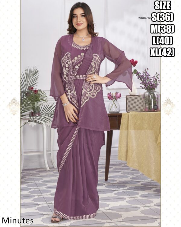 Designer Collection Of Eleven Designs Premium Shimmer Georgette And Fancy Drape Sarees