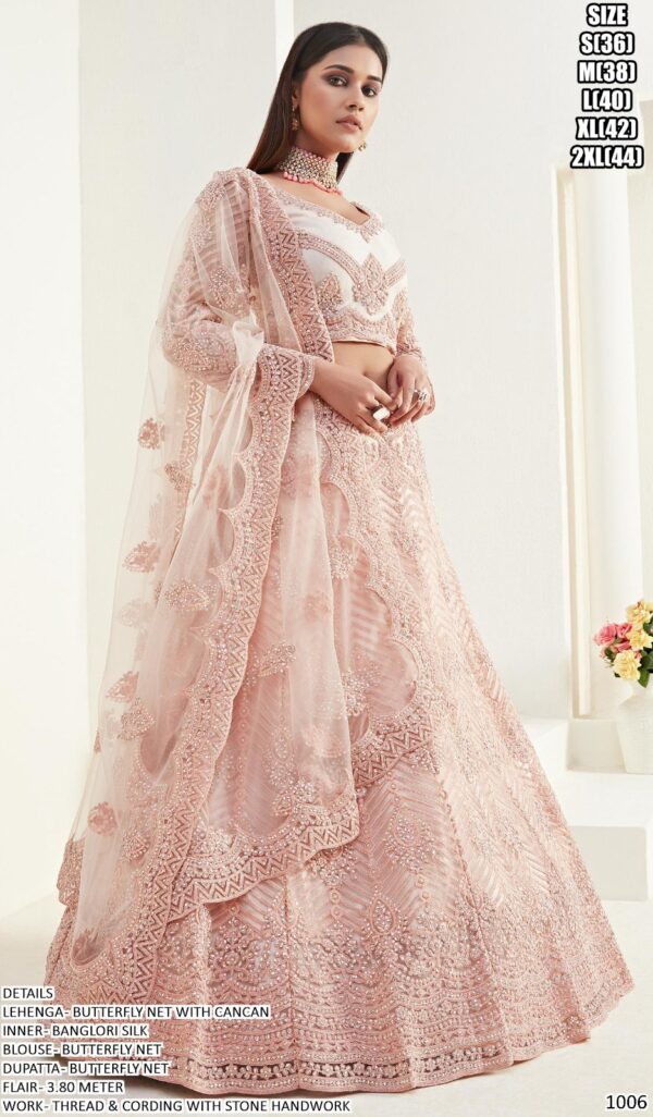 Captivating Cording Embroidered Net Wedding Wear Semi-Stitched Lehenga Choli