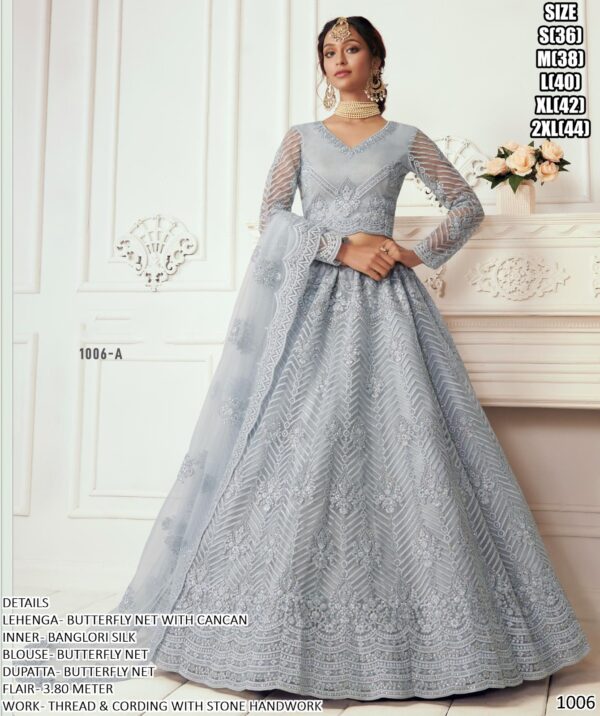 Captivating Cording Embroidered Net Wedding Wear Semi-Stitched Lehenga Choli