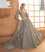 WeddingWear Cording And Thread Work Semi-Stitched Bridal Lehenga Choli