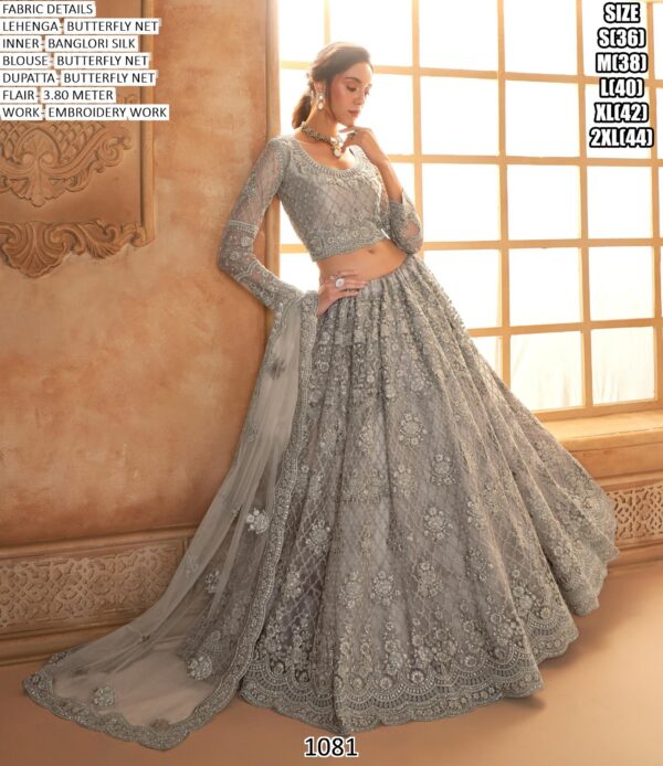 WeddingWear Cording And Thread Work Semi-Stitched Bridal Lehenga Choli