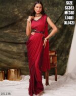 Women's Ready To Wear Silk Satin One Minute Heavy Saree With Stitched Blouse For Parties