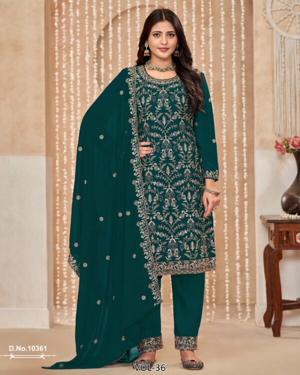 Go For Festive Glam! Buy Rich Fabric, Bold Colors And Dazzling Embroidery Work On Straight Salwar Suits