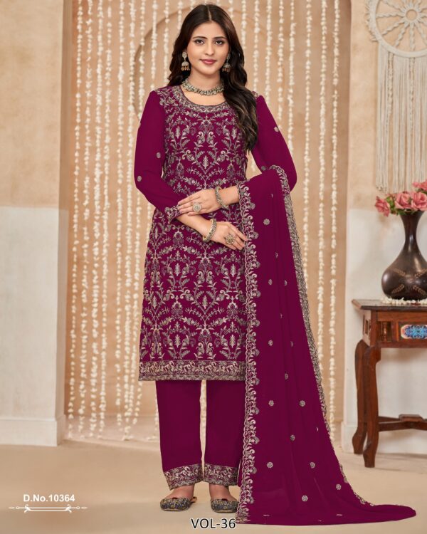 Go For Festive Glam! Buy Rich Fabric, Bold Colors And Dazzling Embroidery Work On Straight Salwar Suits