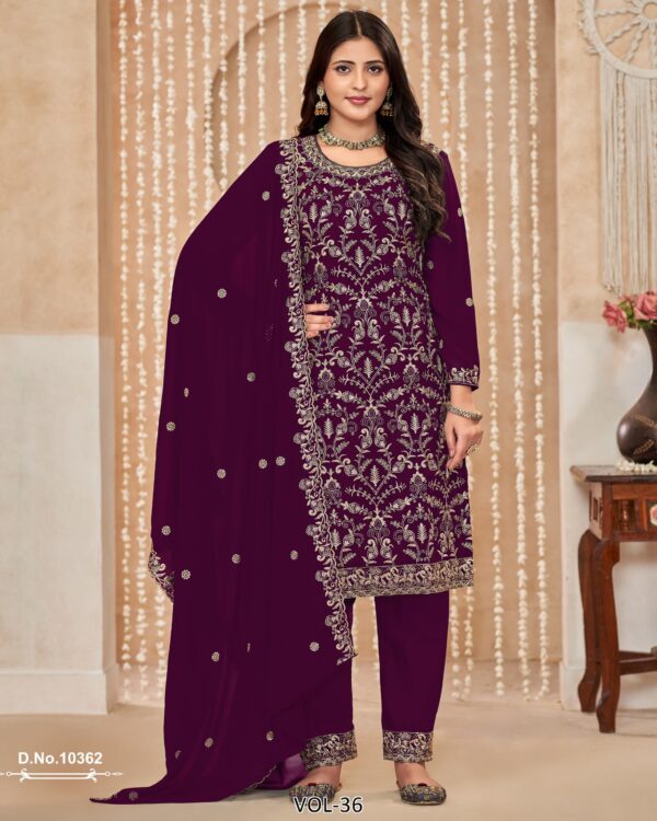 Go For Festive Glam! Buy Rich Fabric, Bold Colors And Dazzling Embroidery Work On Straight Salwar Suits