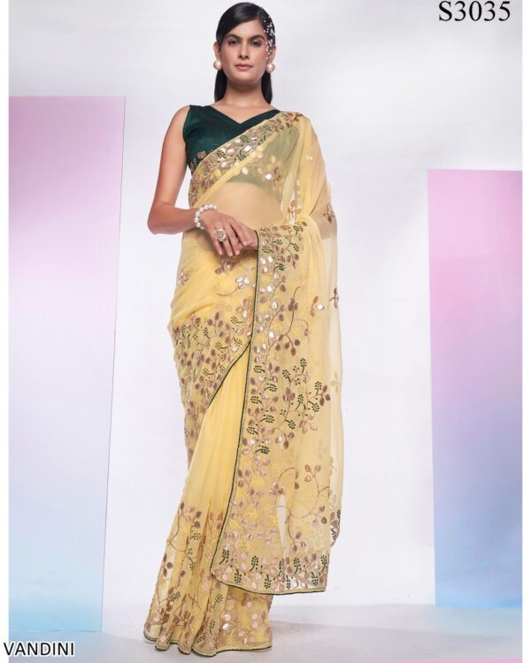 New Party Wear Sequence Embroidered Fancy Designer Saree With Un-Stitched Blouse