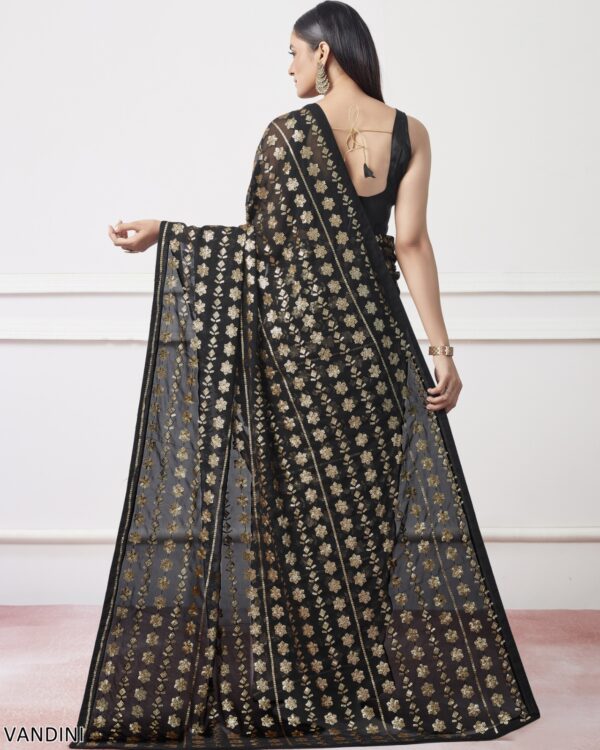 New Party Wear Sequence Embroidered Fancy Designer Saree With Un-Stitched Blouse