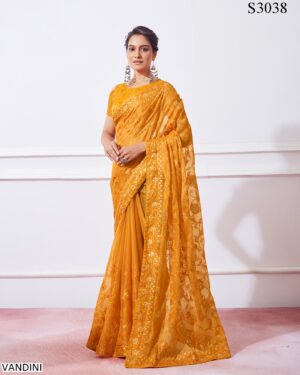 New Party Wear Sequence Embroidered Fancy Designer Saree With Un-Stitched Blouse
