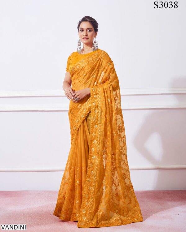 New Party Wear Sequence Embroidered Fancy Designer Saree With Un-Stitched Blouse