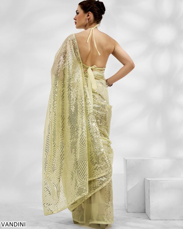 New Party Wear Sequence Embroidered Fancy Designer Saree With Un-Stitched Blouse