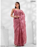 New Party Wear Sequence Embroidered Fancy Designer Saree With Un-Stitched Blouse
