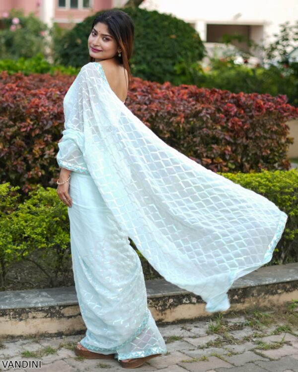 New Party Wear Sequence Embroidered Fancy Designer Saree With Un-Stitched Blouse