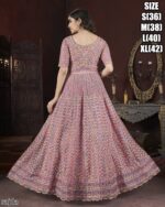 Delightful Embroidered Anarkali Gown With Net Dupatta For Women