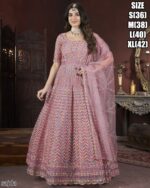 Delightful Embroidered Anarkali Gown With Net Dupatta For Women