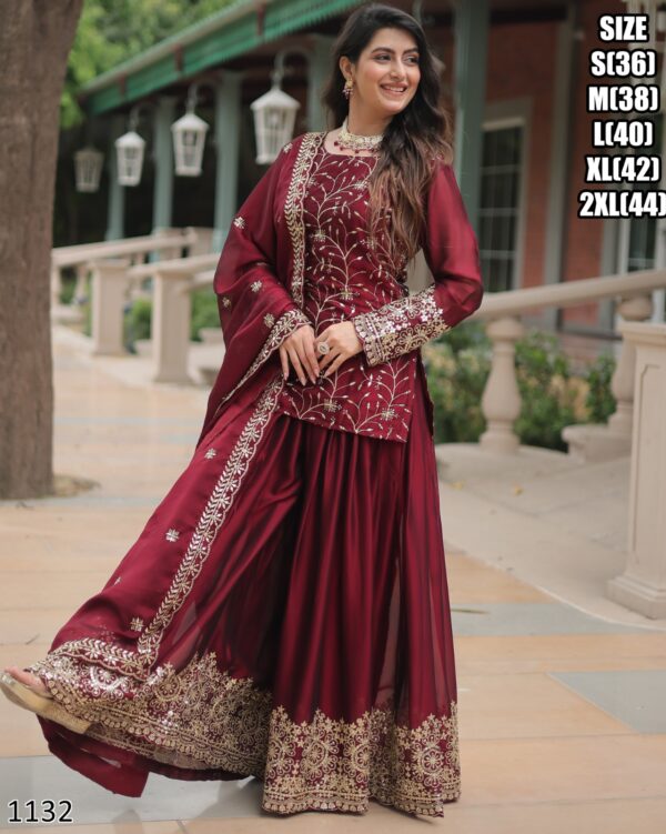 Ready To Wear Top With Plazo Suits In Attractive Colors Is Perfect For Any Festival