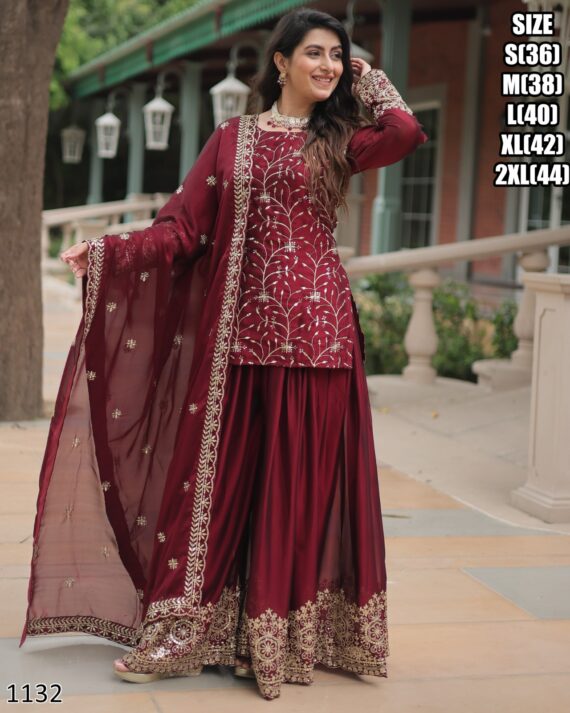 Ready To Wear Top With Plazo Suits In Attractive Colors Is Perfect For Any Festival