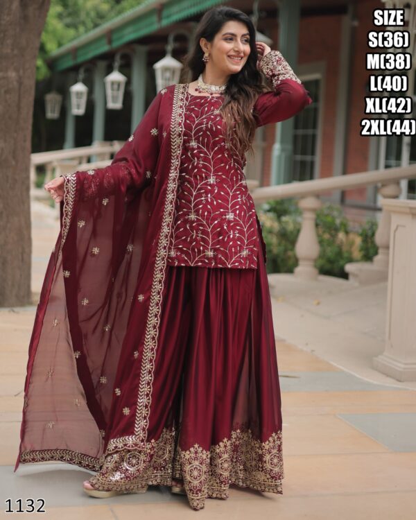 Ready To Wear Top With Plazo Suits In Attractive Colors Is Perfect For Any Festival