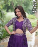 Grab These Wedding Special Lehenga Choli With Koti In Violet Colour