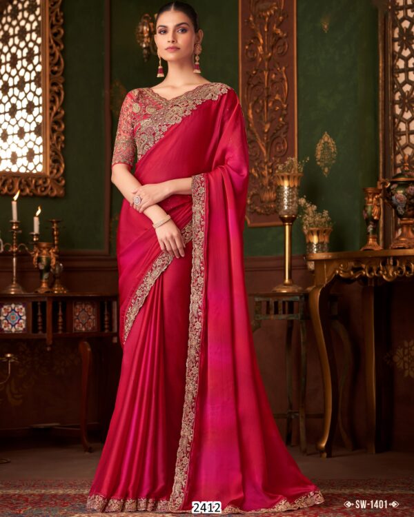 Beautiful Partywear Stylish Saree With Un-Stitched Blouse Piece For Women