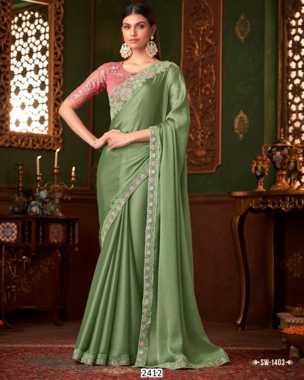 Beautiful Partywear Stylish Saree With Un-Stitched Blouse Piece For Women