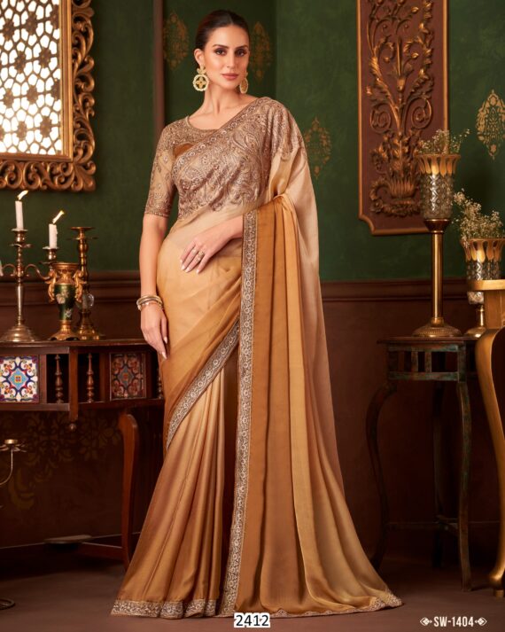 Beautiful Partywear Stylish Saree With Un-Stitched Blouse Piece For Women