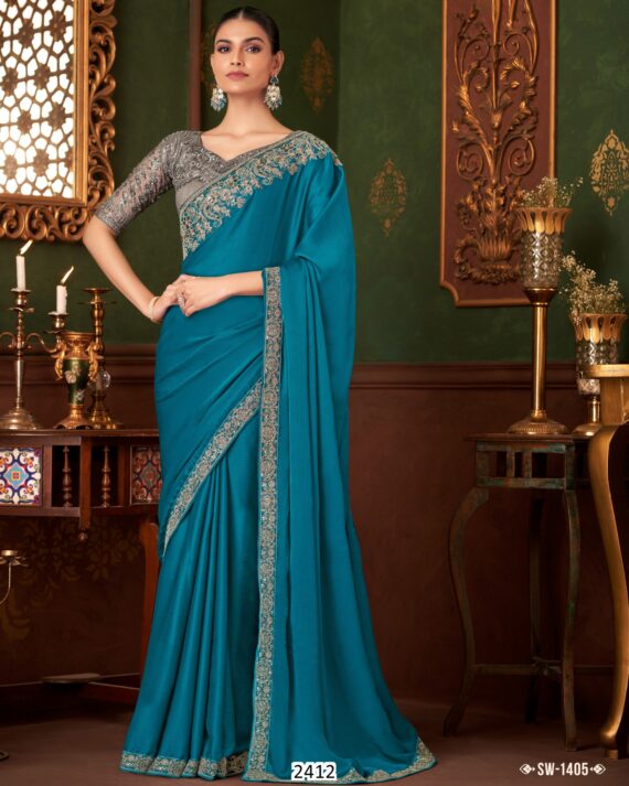 Beautiful Partywear Stylish Saree With Un-Stitched Blouse Piece For Women