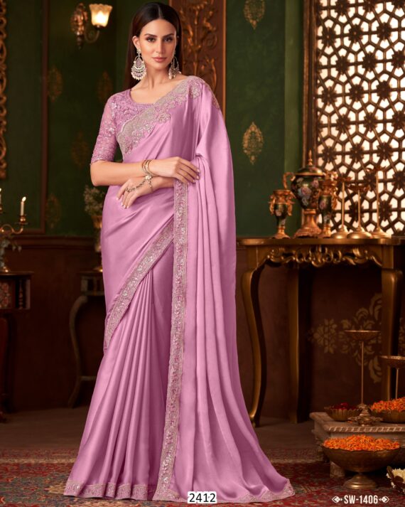 Beautiful Partywear Stylish Saree With Un-Stitched Blouse Piece For Women