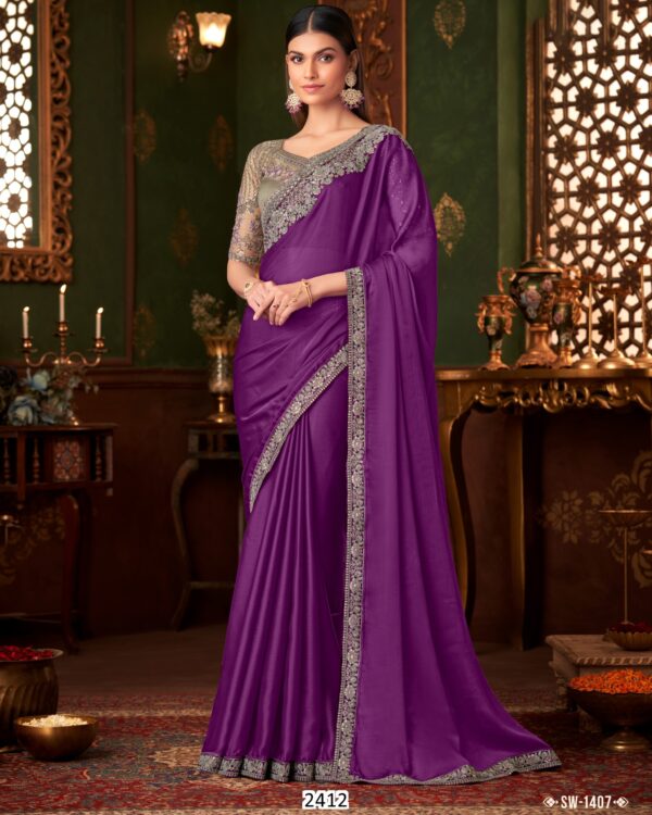 Beautiful Partywear Stylish Saree With Un-Stitched Blouse Piece For Women