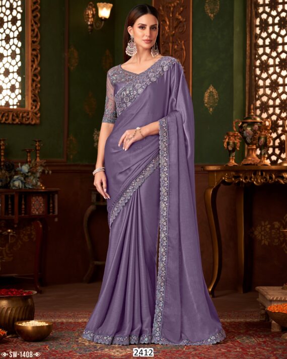 Beautiful Partywear Stylish Saree With Un-Stitched Blouse Piece For Women