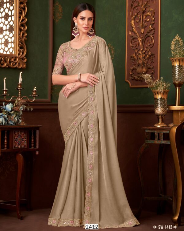 Beautiful Partywear Stylish Saree With Un-Stitched Blouse Piece For Women