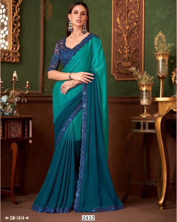 Beautiful Partywear Stylish Saree With Un-Stitched Blouse Piece For Women