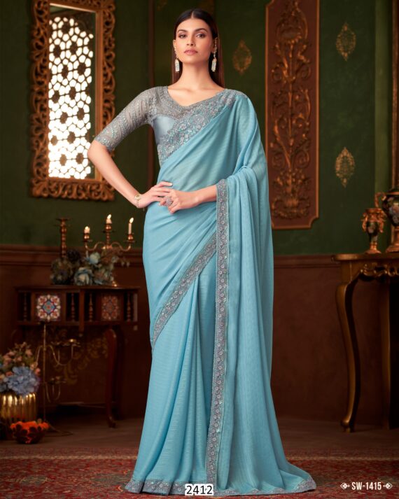 Beautiful Partywear Stylish Saree With Un-Stitched Blouse Piece For Women