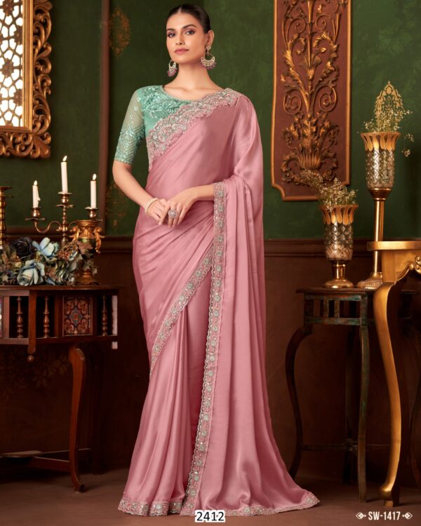 Beautiful Partywear Stylish Saree With Un-Stitched Blouse Piece For Women