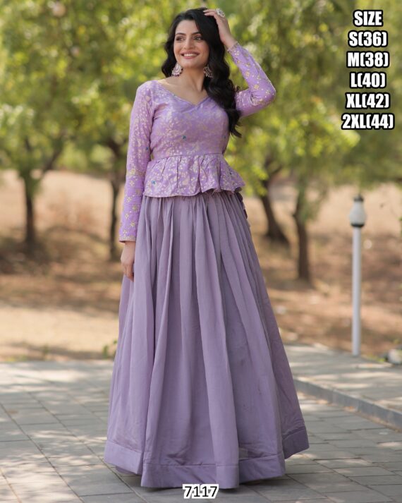 Party Wear Designer Readymade Choli Style Crop Top With Frill And Flare Lehenga