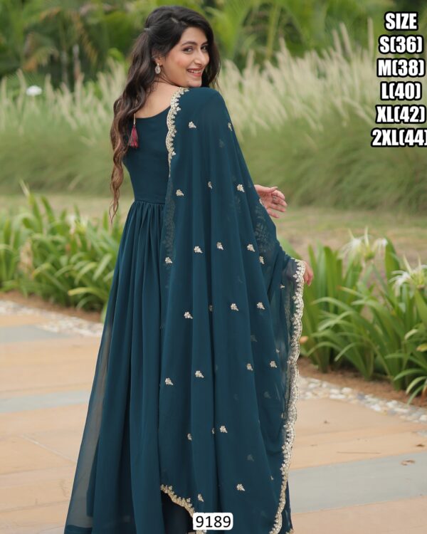You Are Sure To Make A Powerful Style Statement With This Designer Party Wear Sequins Multi Embroidered Work Gown Set