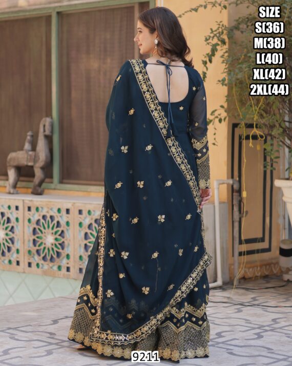 Mesmerise Everyone With This Designer Gown In Georgette Fabric, It Is Ideal For Wedding Or Parties