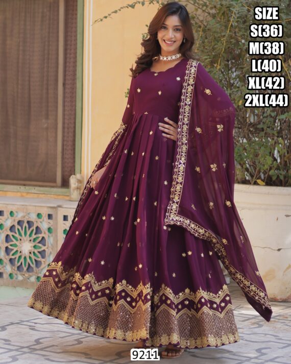 Mesmerise Everyone With This Designer Gown In Georgette Fabric, It Is Ideal For Wedding Or Parties