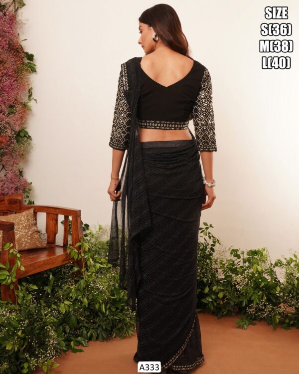 Party Wear Ethnicrang's Pre-Stitched Prepleated Important Lycra Ready To Wear Sarees