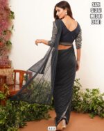 Party Wear Ethnicrang's Pre-Stitched Prepleated Important Lycra Ready To Wear Sarees