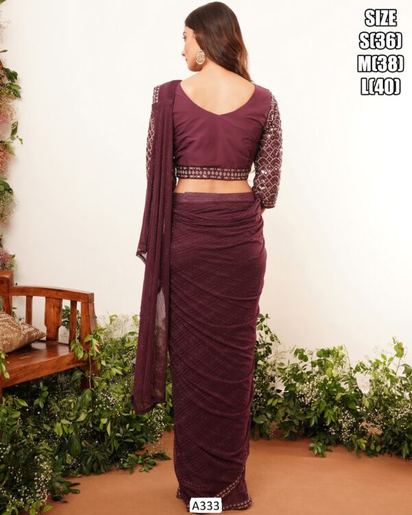 Party Wear Ethnicrang's Pre-Stitched Prepleated Important Lycra Ready To Wear Sarees