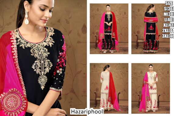 Get Glam Up Look With Our Applique Style Thread Work Party Wear Plazo Suits For Women