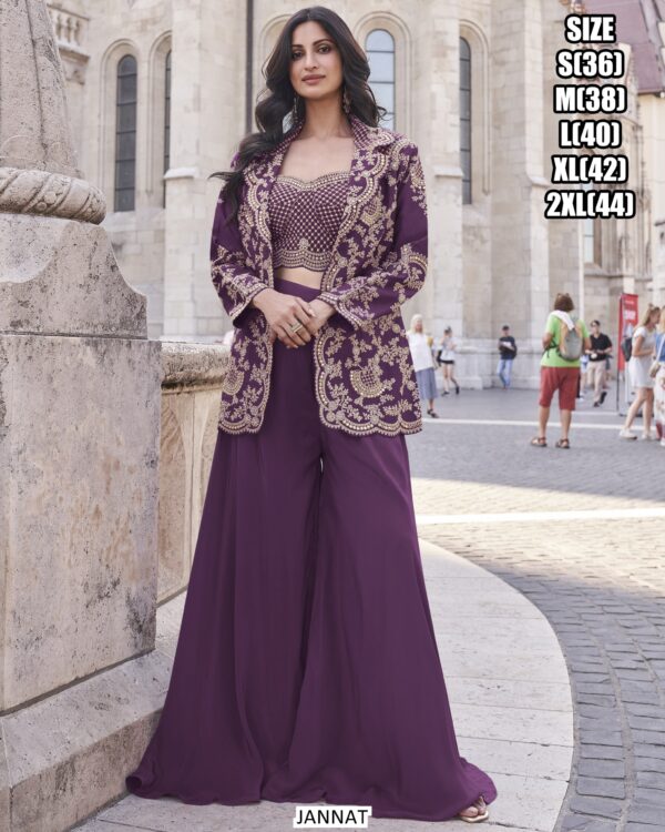 Buy The Perfect Combination Of Latest Crop Top Plazo With Jacket For Women From Collection Of Ethnicrang