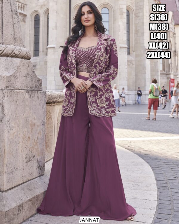 Buy The Perfect Combination Of Latest Crop Top Plazo With Jacket For Women From Collection Of Ethnicrang