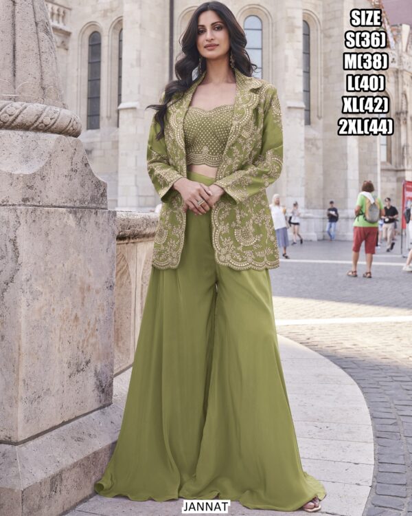 Buy The Perfect Combination Of Latest Crop Top Plazo With Jacket For Women From Collection Of Ethnicrang