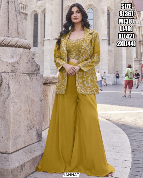 Buy The Perfect Combination Of Latest Crop Top Plazo With Jacket For Women From Collection Of Ethnicrang