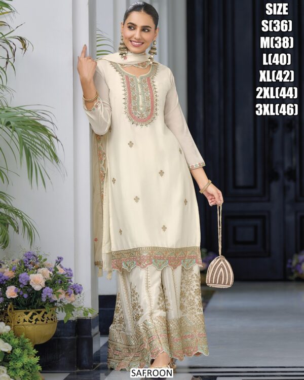 Readymade Women's Kurta, Plazo And Dupatta For Indian Festival Wear Three Piece Sets