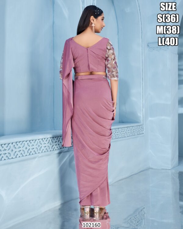 Ethnicrang Offers Party Wear Plain Ready To Wear Saree With Designer Blouse (One Minute Saree)