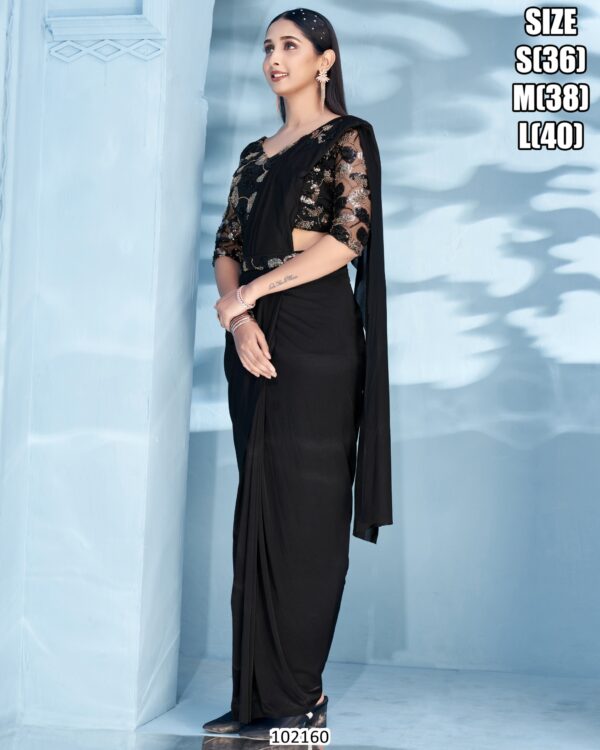 Ethnicrang Offers Party Wear Plain Ready To Wear Saree With Designer Blouse (One Minute Saree)