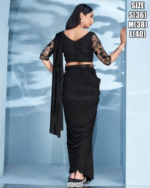 Ethnicrang Offers Party Wear Plain Ready To Wear Saree With Designer Blouse (One Minute Saree)